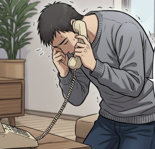 電話で謝罪しているイメージ