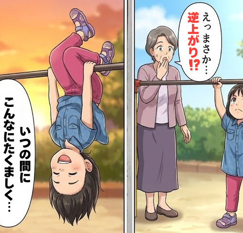 鉄棒で逆上がりをする4歳の孫娘。全身で喜びを表現する姿に確かな成長を感じたワケ【体験談】