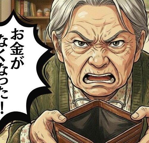 お財布の中身がないと訴えるお婆さん